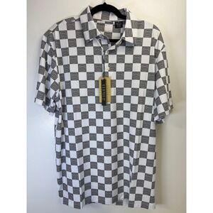 Swing Juice Mens Ecotec Golf Polo Shirt Grey White Checkered Logo‎ Size M NWT